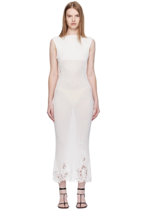 Christopher Esber White Hibiscus Embroidered Rib Midi Dress
