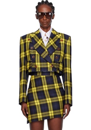 Vivienne Westwood Navy & Yellow Long Sleeve Cut Off Blazer