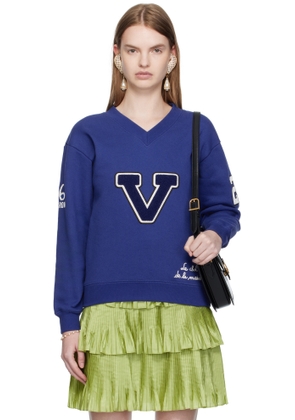 Valentino Blue Embroidered Cotton Sweatshirt