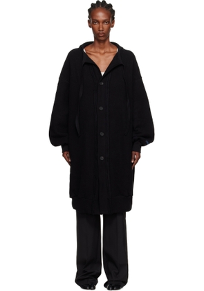 YOHJI YAMAMOTO Black Jersey Twill Button D Cardigan