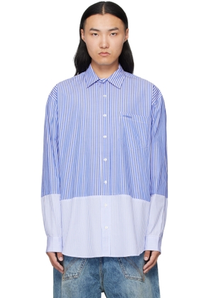VETEMENTS White & Blue Splitted Shirt