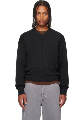 LEMAIRE Gray V-Neck Sweater
