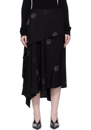 Y's Black Butterfly-Print Twill Midi Skirt