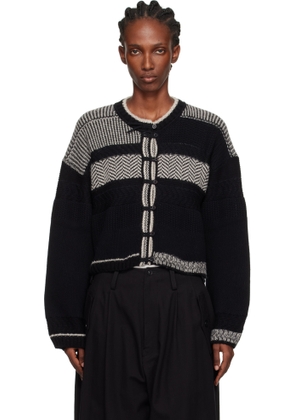 Y's Black Design Knit Cardigan