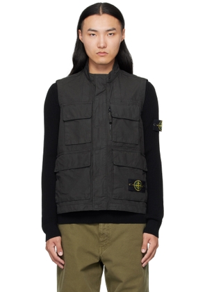 Stone Island Black G100001 Canvas Weave Cotton Vest