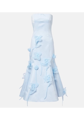 Rotate Floral-applique strapless gown