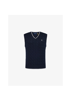 Mens Polo Ralph Lauren Logo-Embroidered V-Neck Knitted Cotton Vest