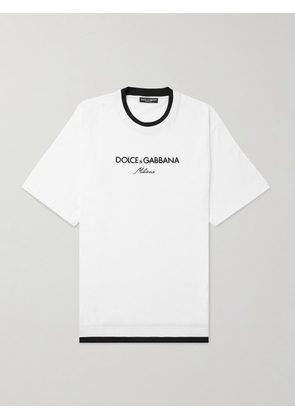 Dolce&Gabbana - Logo-Embroidered Cotton-Jersey T-Shirt - Men - White - IT 44