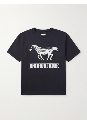 Rhude - Dinero Logo-Print Cotton-Jersey T-Shirt - Men - Black - XS