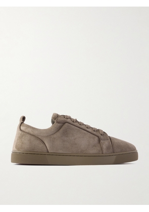 Christian Louboutin - Louis Junior Grosgrain-Trimmed Suede Sneakers - Men - Gray - EU 40
