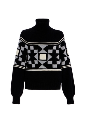 High Sport - Lara Fair Isle Cotton-Blend Turtleneck Sweater - Black - XS - Moda Operandi