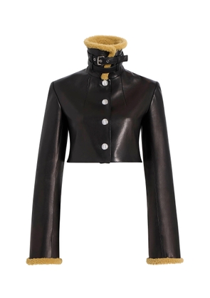 Khaite Jodie Shearling-Trimmed Leather Jacket - Moda Operandi