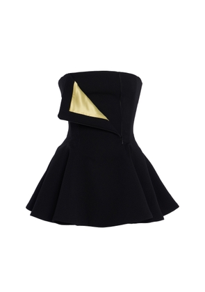 Burc Akyol Silk-Trimmed Wool-Cady Peplum Bustier Top - Moda Operandi