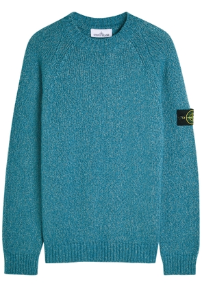 Stone Island Logo Knit Jumper - Petrol - L