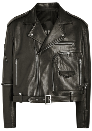 Rick Owens Jumbo Bauhaus Belted Leather Jacket - Black - One Size