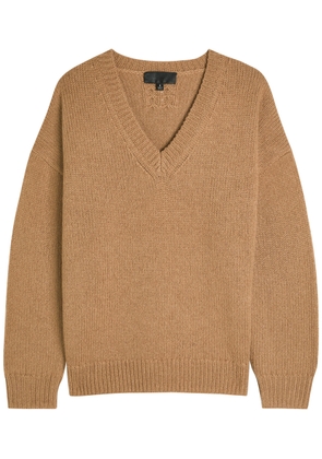 Nili Lotan Shagan Camel Wool V-neck Jumper UK12 / M - M (UK12 / M)