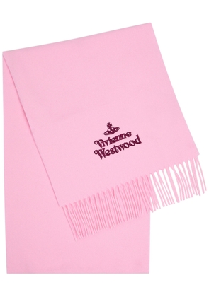 Vivienne Westwood Logo-embroidered Wool Scarf - Pink - One Size