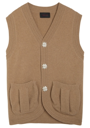 Simone Rocha Faux Pearl-embellished Wool-blend Vest - Camel - M