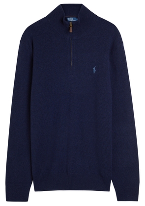 Polo Ralph Lauren Logo-embroidered Wool Polo Jumper - Navy - Xxl