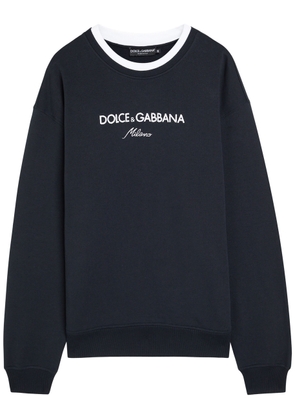 Dolce & Gabbana Logo-embroidered Cotton Sweatshirt - Blue - 52 (IT52 / XL)