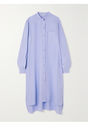 LOEWE - Anagram Embroidered Silk Shirt Dress - Purple - FR 34,FR 36,FR 38,FR 40,FR 42,FR 44