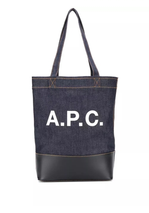 A.P.C. logo print denim tote - Blue