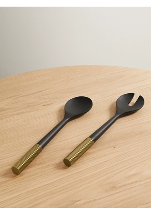 L'Objet - Alhambra Set Of Two Smoked Ash And Gold-tone Serving Spoons - Brown - One size