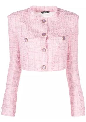 GCDS button-up cropped tweed jacket - Pink