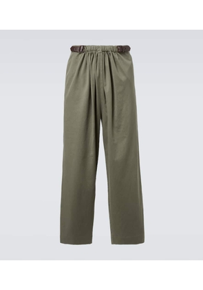 Loewe Belted cotton satin straight pants