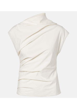 Ganni Ruched cotton-blend top