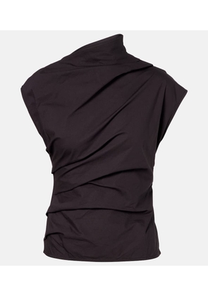 Ganni Ruched cotton-blend top
