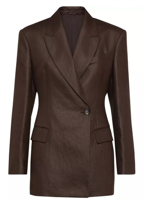 Brunello Cucinelli double-breasted twill blazer - Brown