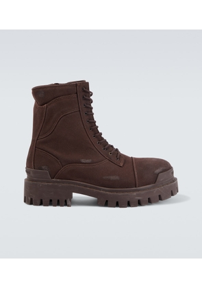 Balenciaga Strike distressed canvas combat boots