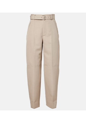 Bottega Veneta Belted high-rise wool straight pants