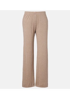 Leset Pointelle cotton wide-leg pants