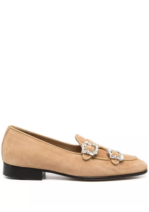 Edhen Milano crystal buckle loafers - Brown