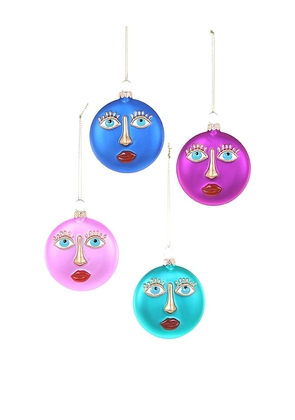 Cody Foster & Co Set Of 4 La Face Ornament Assortment in Blue.