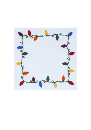 Chefanie Christmas Lights Cocktail Napkins in White.
