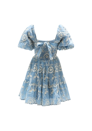 Bardot Junior Ellory Brioderie Mini Dress in Baby Blue. Size 4. Also in 5, 6, 7.