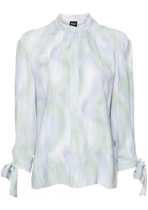 BOSS abstract-stripes tied-cuffs blouse - Blue