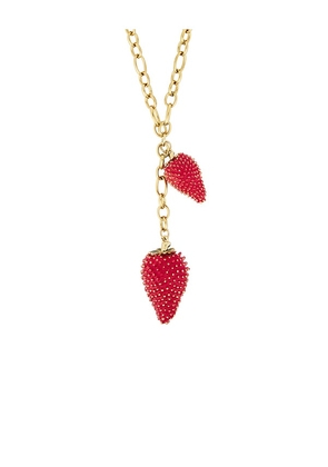 BRACHA Strawberry Fields Lariat Necklace in Metallic Gold.