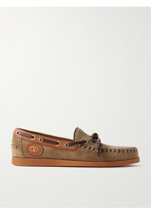 Valentino Garavani - Leather-trimmed Suede Boat Shoes - Brown - IT36,IT36.5,IT37,IT37.5,IT38,IT38.5,IT39,IT39.5,IT40,IT40.5,IT41,IT41.5,IT42