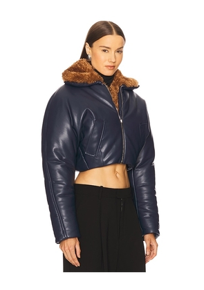 Atlein Cropped Aviator Jacket in Navy. Size M. Also in S.