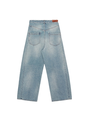 DARKPARK Ined Fold Over Denim Pants in Blue. Size 33. Also in 31, 32.