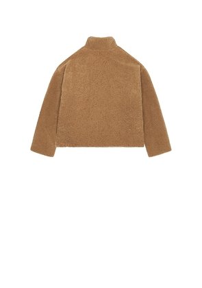 DARKPARK Devin Faux Shearling Dropped Shoulder Jacket in Brown. Size L. Also in XL/1X.