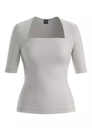 BOSS square-neck short-sleeve top - Grey