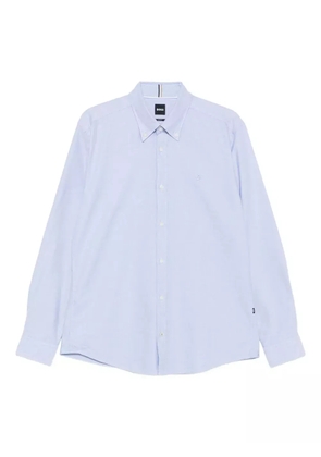 BOSS logo-embroidered cotton shirt - Blue