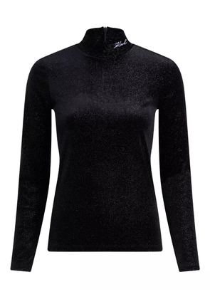 Karl Lagerfeld sparkle velvet high-neck top - Black