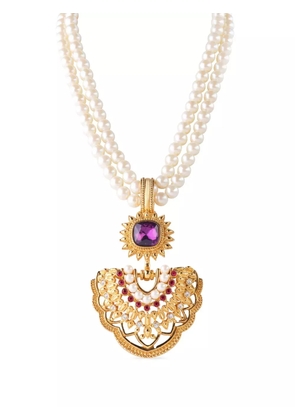 Susan Caplan Vintage 1990s Jhaveri faux-pearl necklace and earrings set - Gold