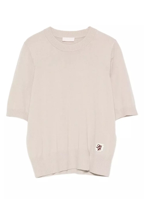 LIU JO logo-patch short-sleeve sweater - Neutrals